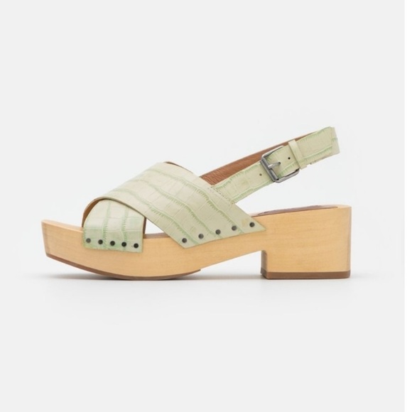 Madewell The Farrah Clog Sandals Croc Embossed Open Toe Slingback sz 7 - Picture 1 of 10